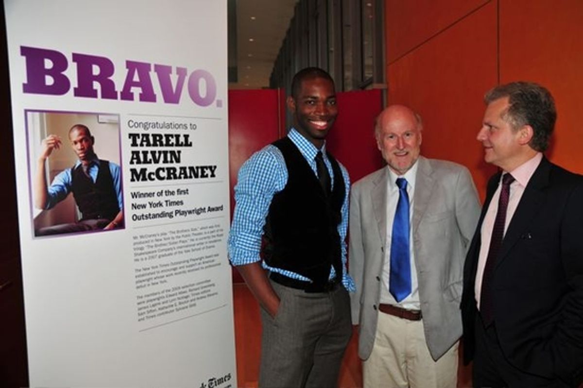 Tarell Alvin McCraney, Rocco Landesman and Arthur Sulzberger, Jr. at 