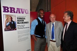 Tarell Alvin McCraney, Rocco Landesman and Arthur Sulzberger, Jr. @ BroadwayWorld Tarell Alvin McCraney, Rocco Landesman and Arthur Sulzberger, Jr. Photo
