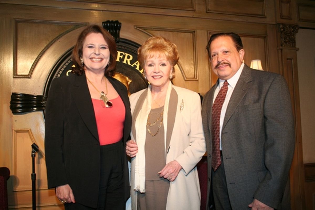 Friar Randie Levine-Miller (Producer), Debbie Reynolds  and Ellis Nassour (Host/Interviewer) at 