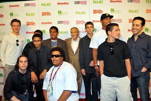 Erich Bergen and Jeff Leibow with Dennis Hopper and the kids of the CineVegas Clubhou Photo
