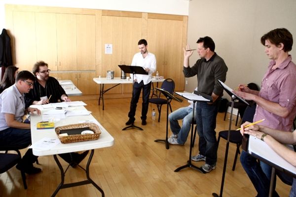 Playwright Roberto Aguirre-Sacasa, director Bart DeLorenzo, Matt McGrath, Brett Rybac Photo