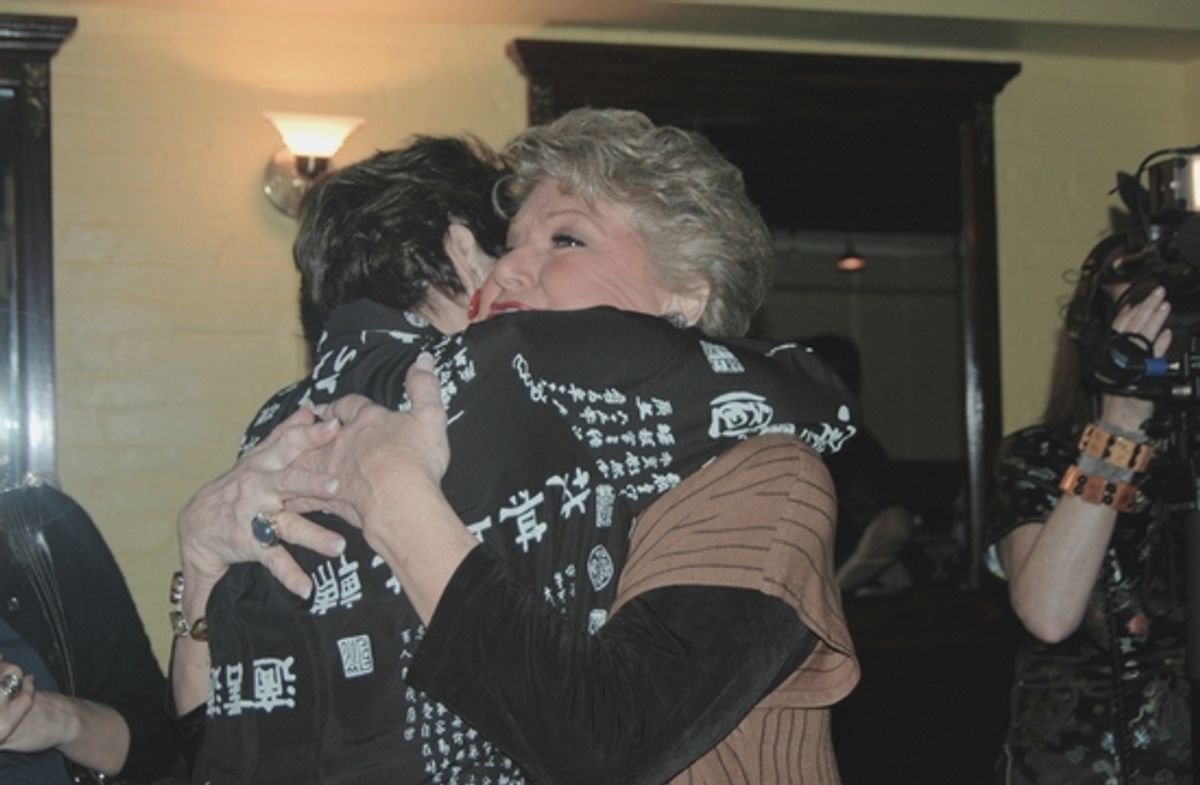 Lucie Arnaz backstage congratulating Marilyn Maye after her performance at 