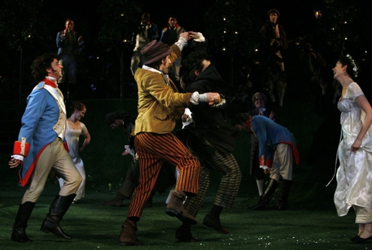 Raul Esparza, Hamish Linklater and Anne Hathaway at 