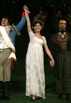 Raul Esparza, Anne Hathaway and David Pittu @ BroadwayWorld Raul Esparza, Anne Hathaway and David Pittu Photo