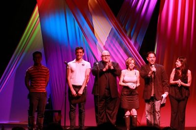 B.D. Wong, Michael Urie, Frank DeCaro, Jackie Hoffman, Eugene Pack and Dayle Reyfel
 Photo