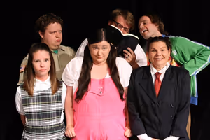 Alexis Kinney, Katie Nestor, Emily Berry. back row, Mike Dowdy, Nicholas Kelly, Aaron Photo