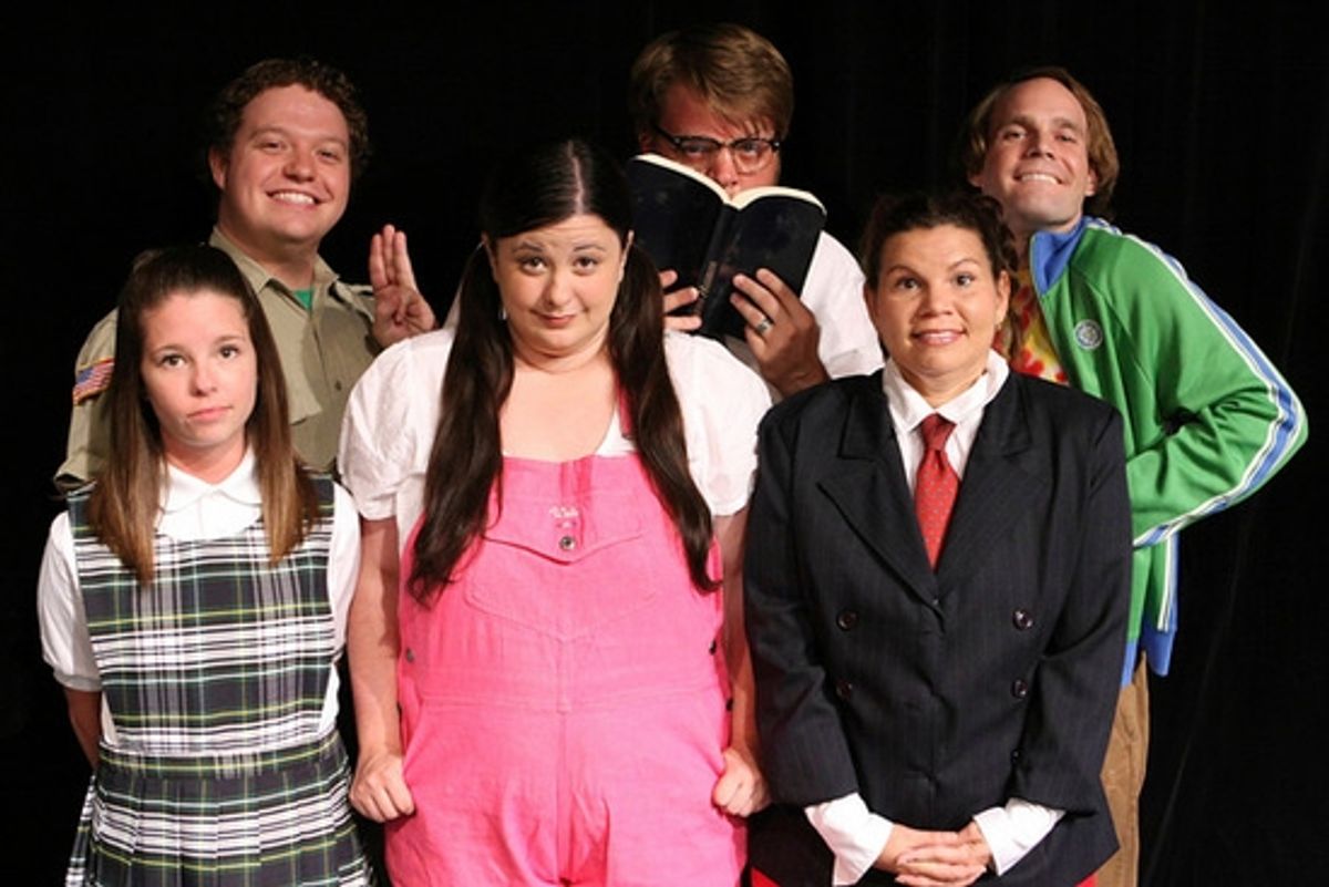 Alexis Kinney, Katie Nestor, Emily Berry. back row, Mike Dowdy, Nicholas Kelly, Aaron Allen. at 