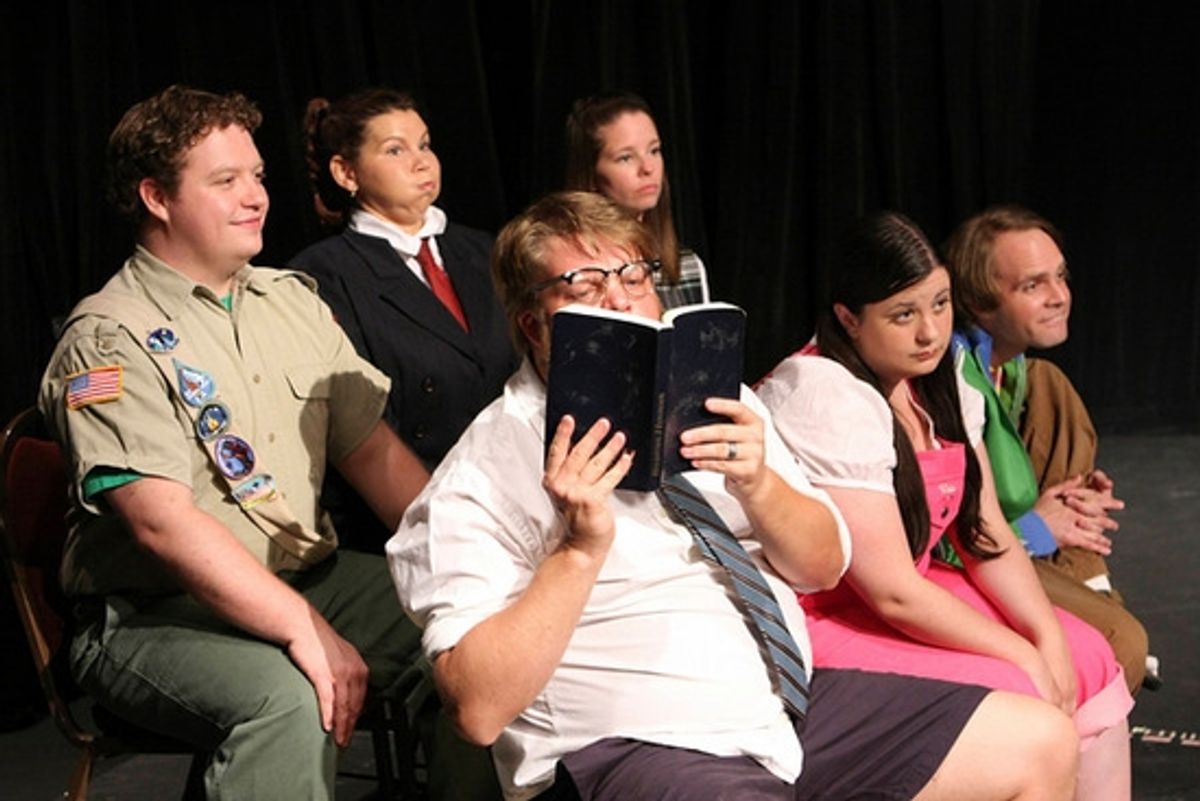 Alexis Kinney, Katie Nestor, Emily Berry. back row, Mike Dowdy, Nicholas Kelly, Aaron Allen. at 