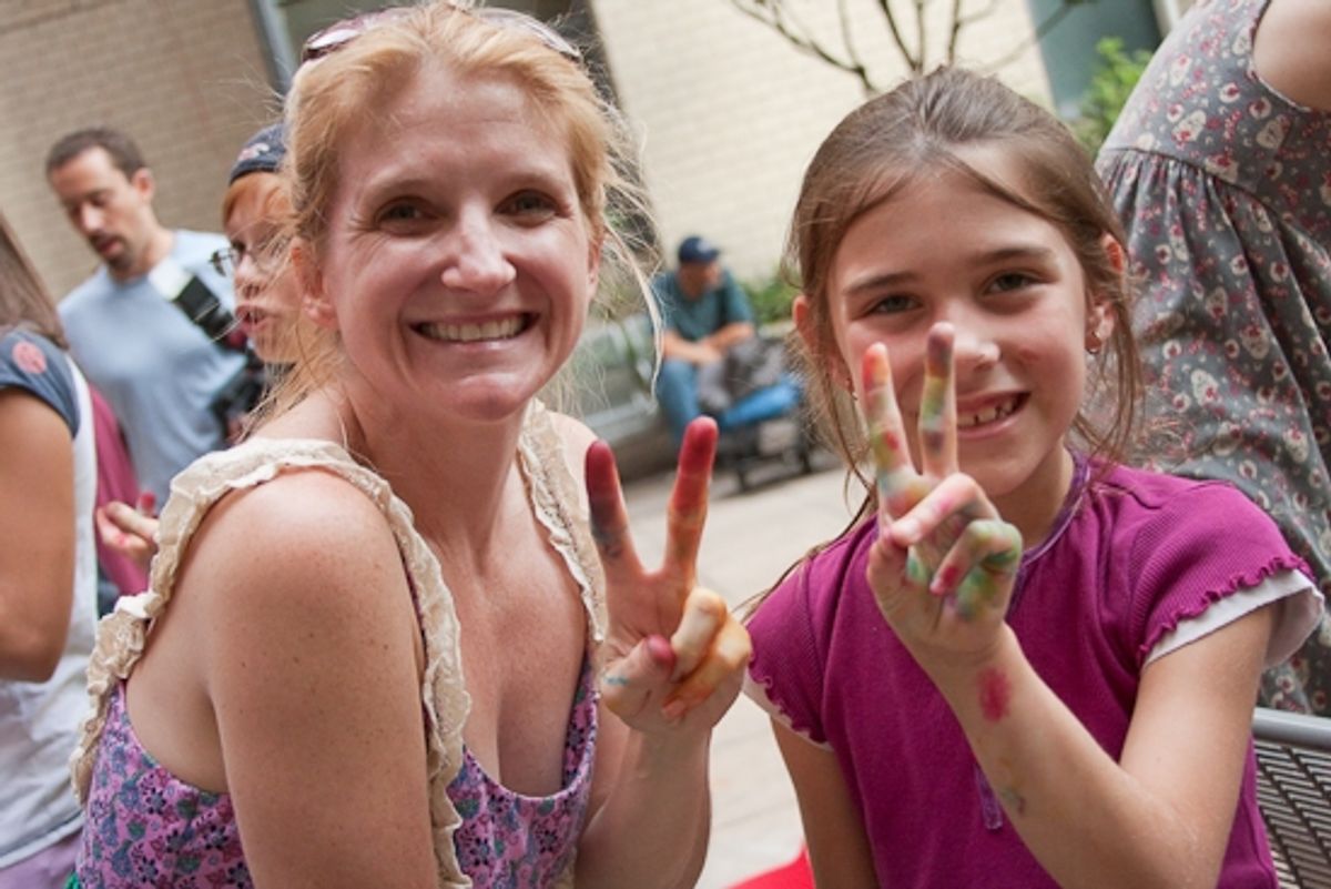 Megan Lawrence and her little helper at 