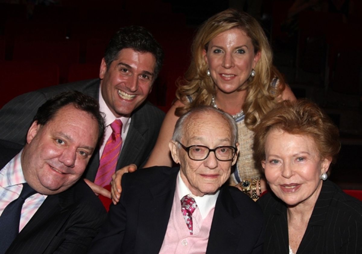 In the top row, Nick Scandalios and Margo Scandalios,  front row, James L. Nederlander, James M. Nederlander and Charlene Nederlander at 