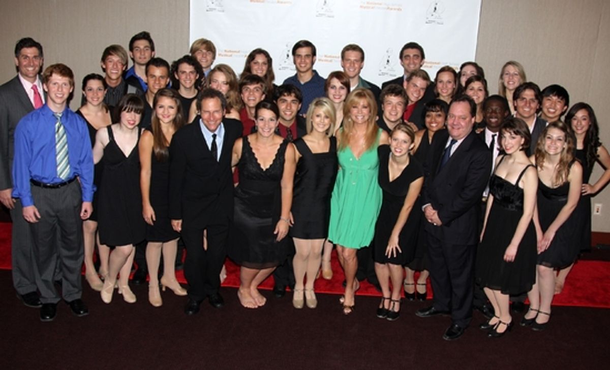 Nick Scandalios, Van Kaplan, Kathie Lee Gifford, James L. Nederlander and the 32 NHSMTA contestants at The First Annual JIMMY Awards