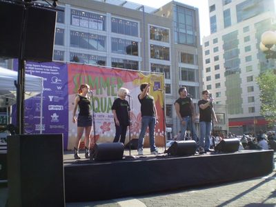 Nancy Opel, Celina Carvajal, Nick Cordero, Nicholas Rodriguez and Jonathan Root Photo