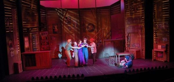 Erin Mosher and the Cowboys in the Saloon set Photo