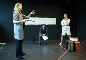 Carolyn Cantor directs the cast (Gareth Saxe as Vladimir and Jason Dechert as Andrei) Photo