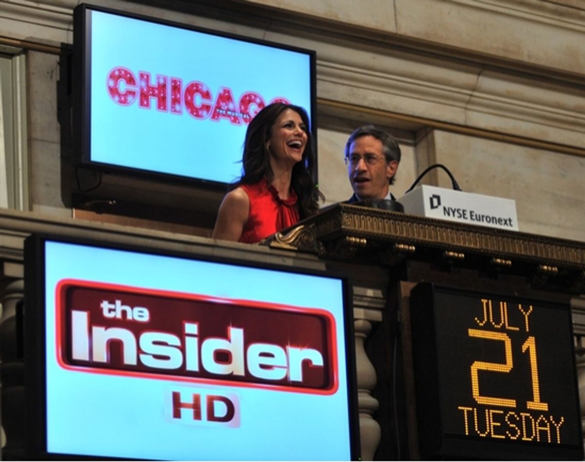 Samantha Harris ringing the opening bell at the New York Stock Exchange in New York City on July 21, 2009 at 