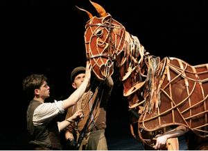 Kit Harington, Puppeteer (Craig Leo) and Joey (Puppet) Photo
