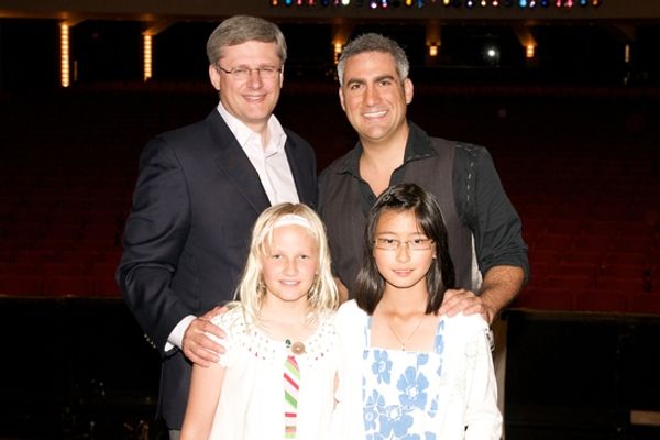 Prime Minister Stephen Harper, his daughter and friend meet Taylor Hicks Photo