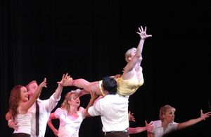 Jessica Lee Goldyn and tonigts dancers-Bobby Pestka, Cameron Adams, Michael Mindlin,  Photo