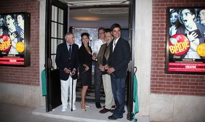 Lee Adams, Gina Gershon, Robert Longbottom, Charles Strouse and John Stamos Photo