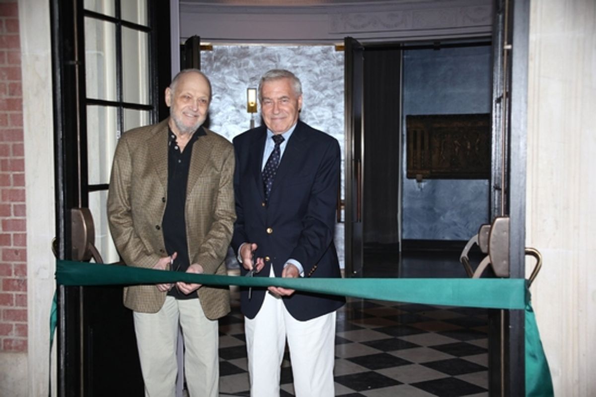Charles Strouse and Lee Adams attend the Ribbon Cutting Ceremony for the New Henry Miller's Theatre at 