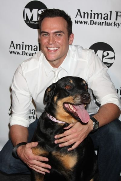 Cheyenne Jackson (Broadway's Finian's Rainbow) with his dog Zora Photo