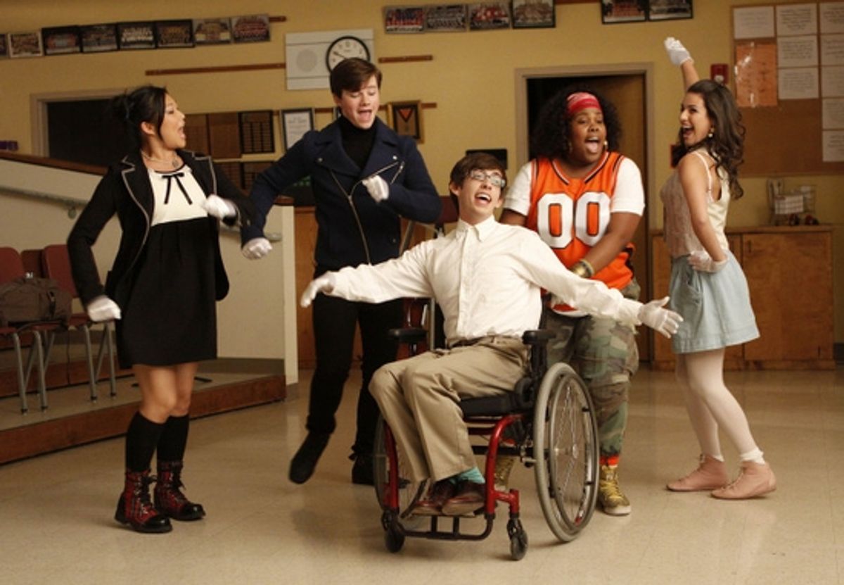 Jenna Ushkowitz, Chris Colfer, Kevin McHale, Amber Riley and Lea Michele at 