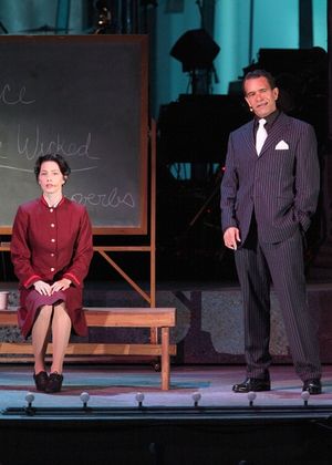 Jessica Biel as "Sarah Brown," Brian Stokes Mitchell as "Sky Masterson" and Beau Bridges as "Arvide Abernathy" @ BroadwayWorld Jessica Biel as "Sarah Brown," Brian Stokes Mitchell as "Sky Masterson" and Beau Brid Photo