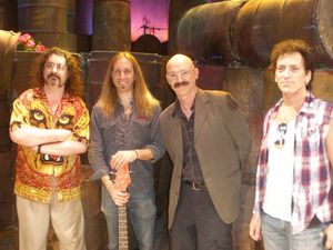 Doug Katsaros (keyboards/conductor), Dan Grennes (bass guitar), Tony Levin, Alan Childs (drums) @ BroadwayWorld Doug Katsaros (keyboards/conductor), Dan Grennes (bass guitar), Tony Levin, Alan Chil Photo