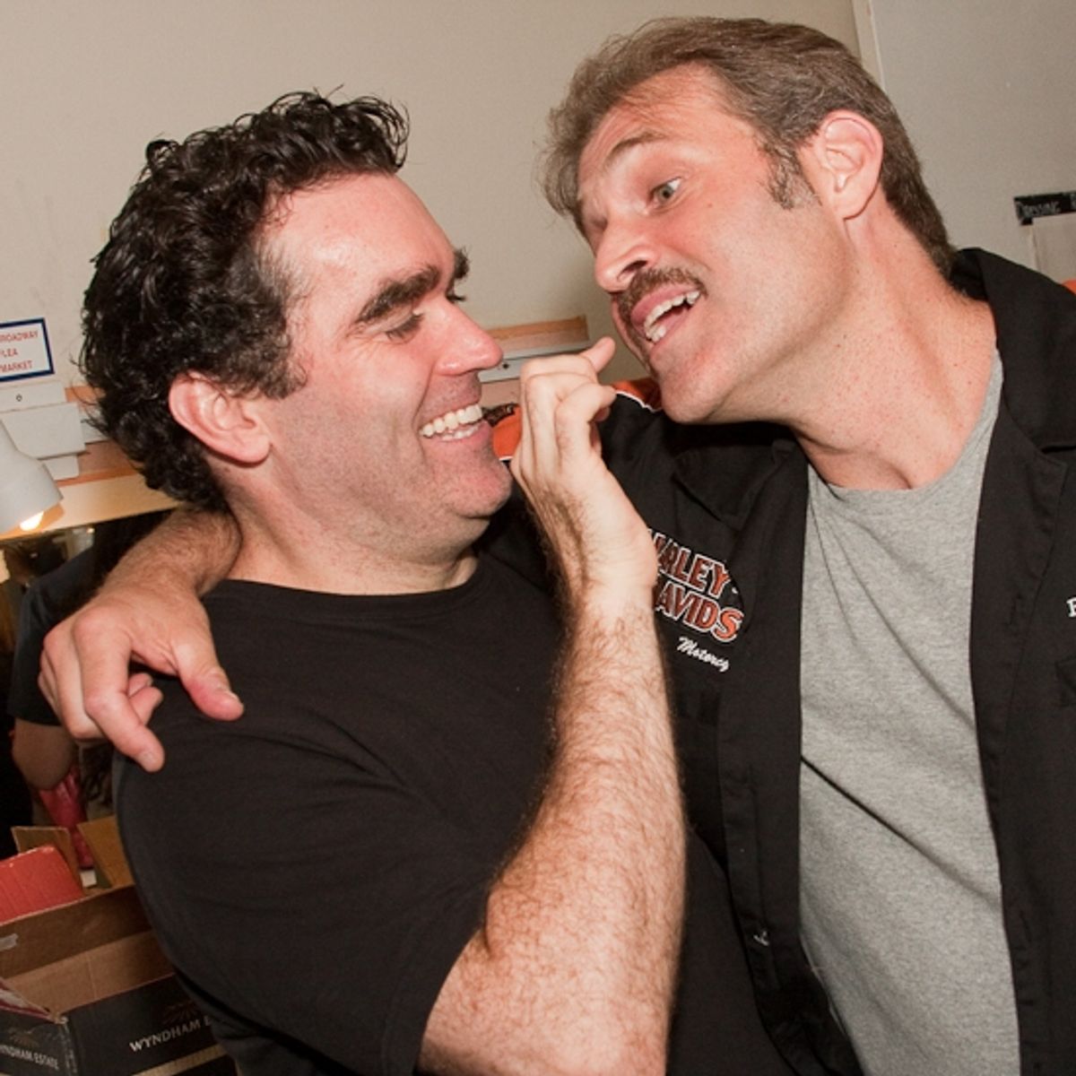Brian d'Arcy James and Marc Kudisch share...a moment... at 