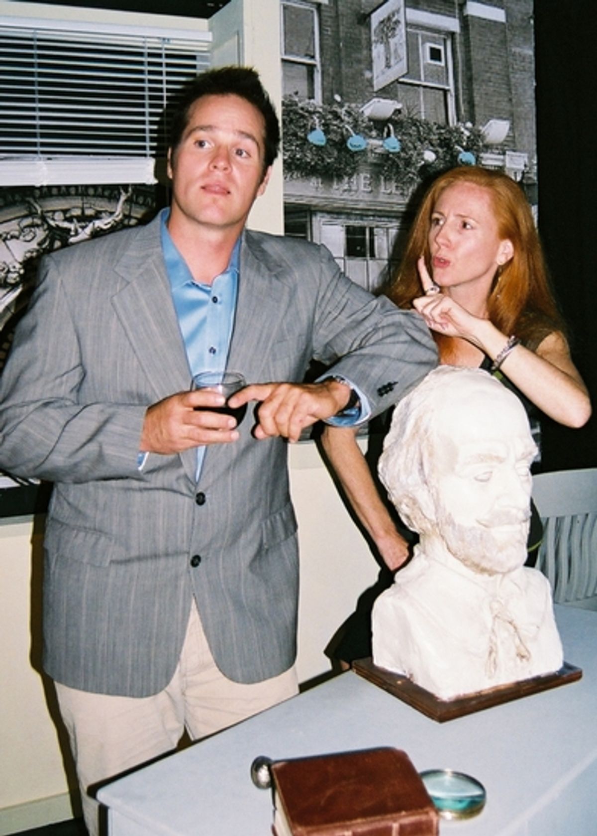 Edward McCloud as theatrical producer Peter Brand and Molly McGrath as Becky Fryman at 