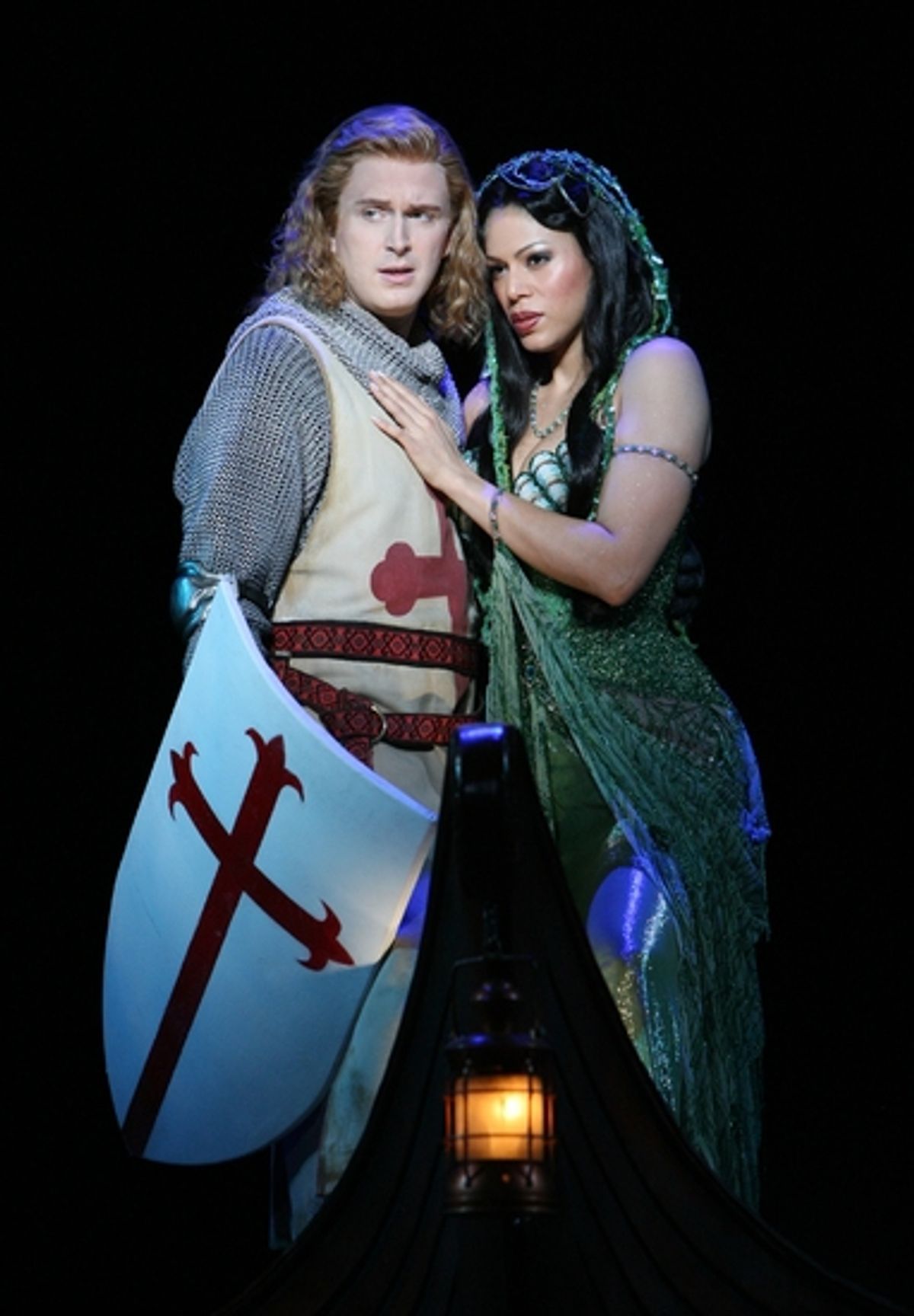 Ben Davis as Sir Galahad and Merle Dandridge as Lady of the LakeJeff Dumas as Patsy and the Laker Girls at 