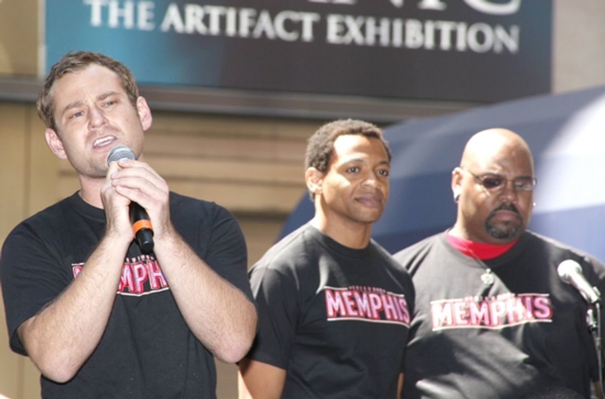 Chad Kimball, Derrick Baskin and James Monroe Iglehart at 