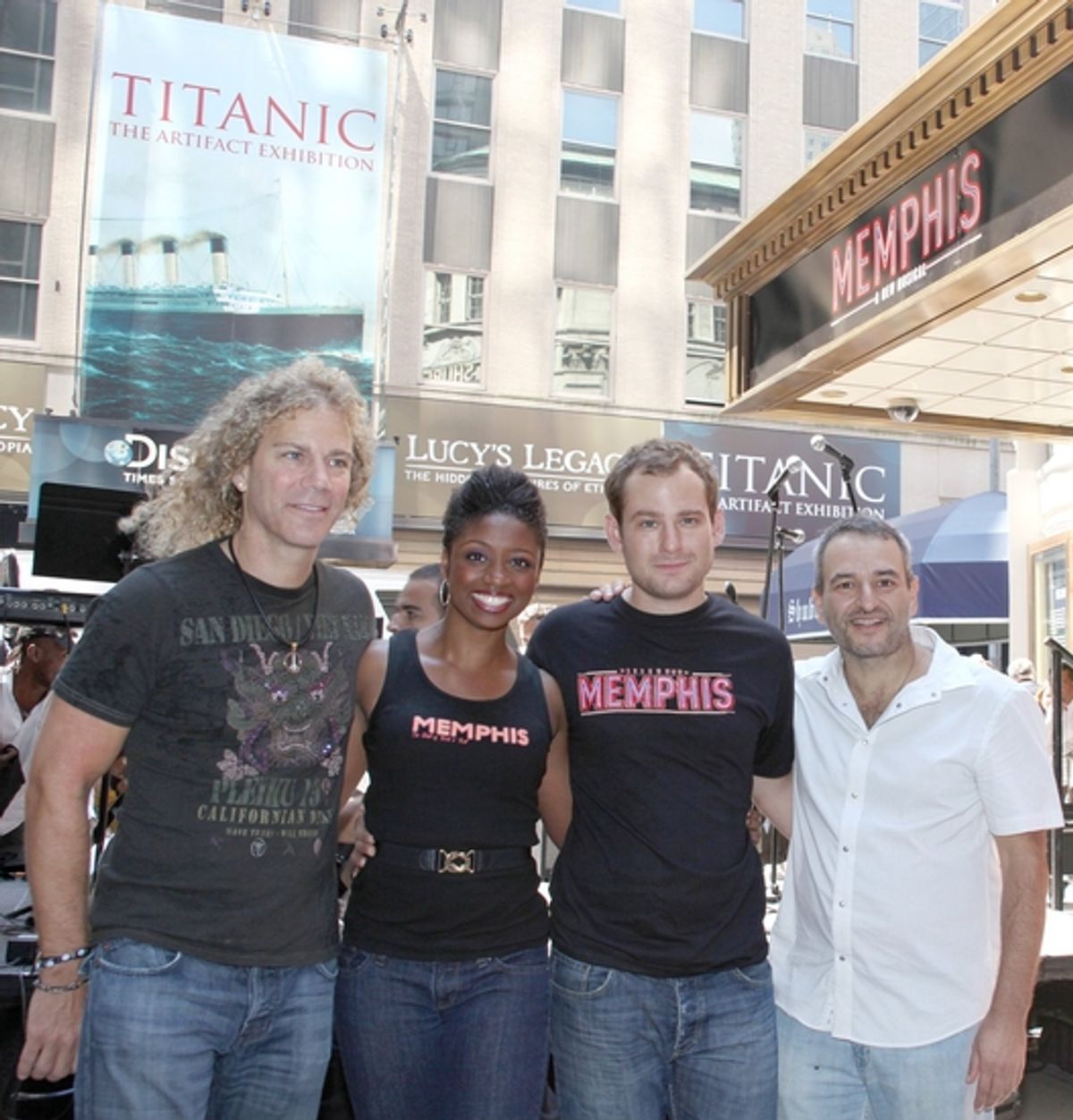 David Bryan, Montego Glover, Chad Kimball and Joe DiPietro at 