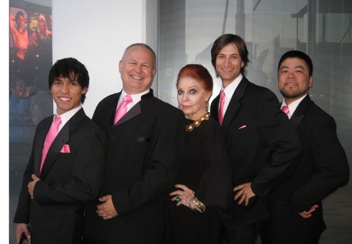 NPYNK members Chris Etscheid, Markus Honaker, Zach Herries, Norge Yip with Carole Cook (center) at 