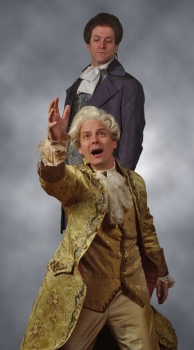 Andrew Long as Salieri and (below) Jim Poulos as Mozart Photo