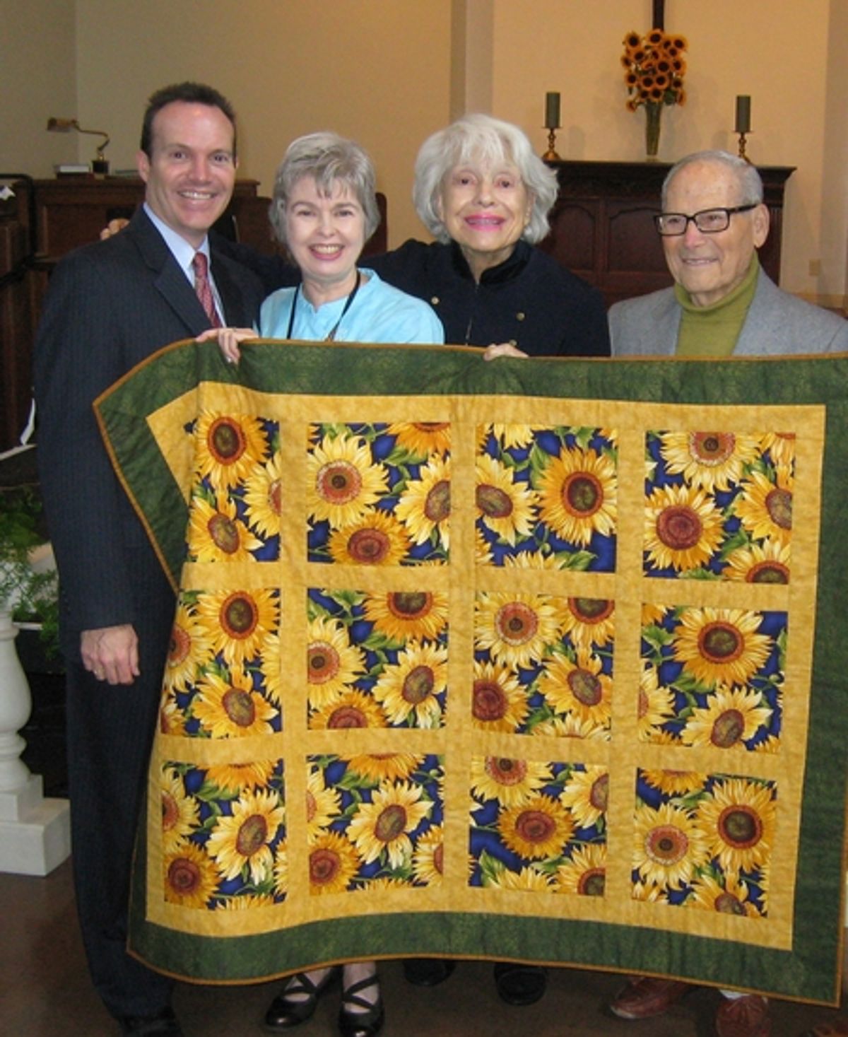 Rev Joe McGowan, Sharon Roberts, Carol Channing, Harry Kullijian at 