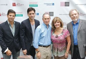 Tim Tompkins, president of The Times Square Alliance, John Stamos, Mayor Michael Bloo Photo