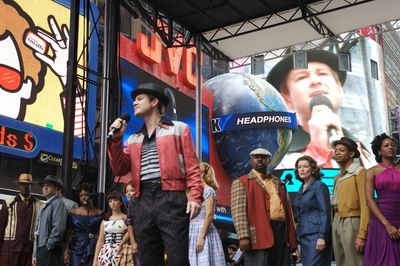 Chad Kimball and the cast of "memphis" at Broadway on Broadway  Photo