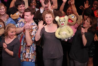 Jennifer Barnhart and the casts of Avenue Q Photo