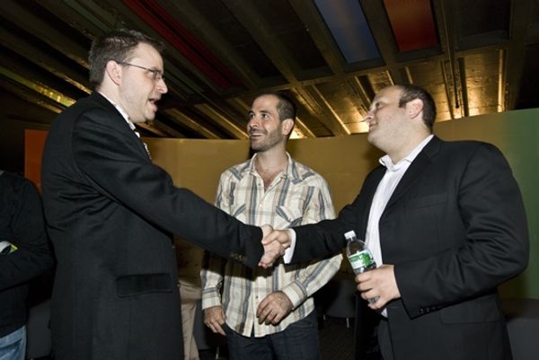 NYMF Executive Director and Producer Isaac Robert Hurwitz with Ryan Mueller and Carlo Photo