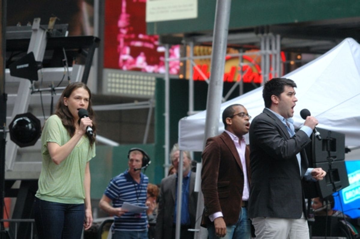 Sutton Foster, Daniel Breaker, Ben Crawford at 