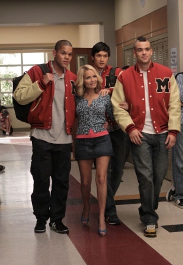 Dijon Talton, Kristin Chenoweth, Harry Shum Jr, and Mark Salling Photo