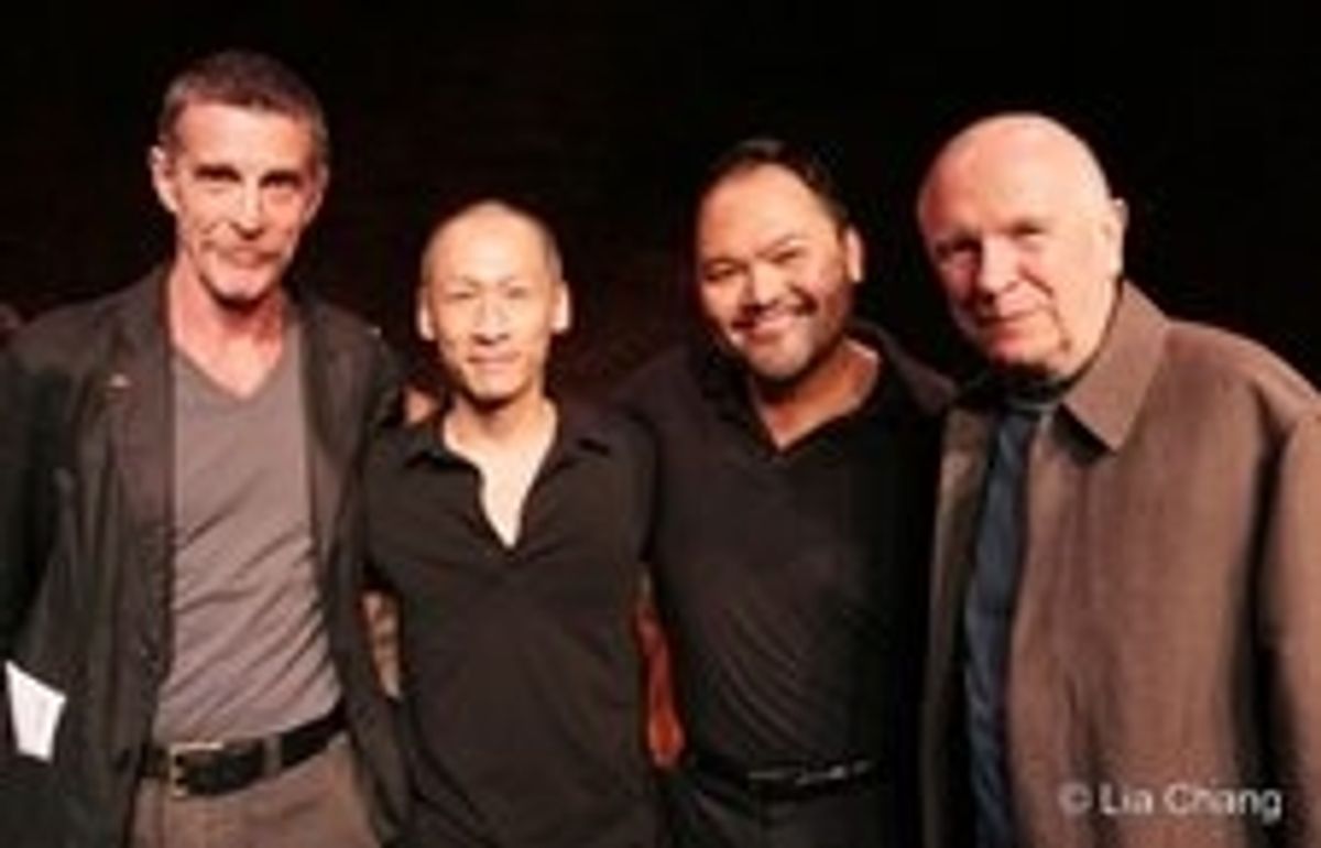 NAATCO's LOVE! VALOUR! COMPASSION! benefit reading at the Cherry Lane Theater in New York on September 14, 2009. John Glover, Francis Jue, Orville Mendoza and playwright Terrence McNally  at 