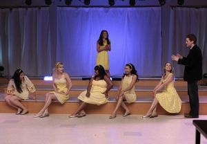 Jenna Ushkowitz, Heather Morris, Amber Riley, Lea Michele (back), Naya Rivera, Dianna Agron and Matthew Morrison @ BroadwayWorld Jenna Ushkowitz, Heather Morris, Amber Riley, Lea Michele (back), Naya Rivera, Dianna Photo