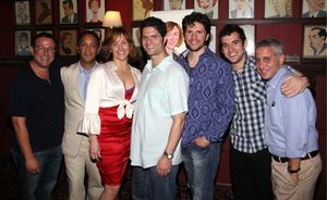 Director Michael Greif, costume designer Jeff Mahsie, Alice Ripley, composer Tom Kitt Photo