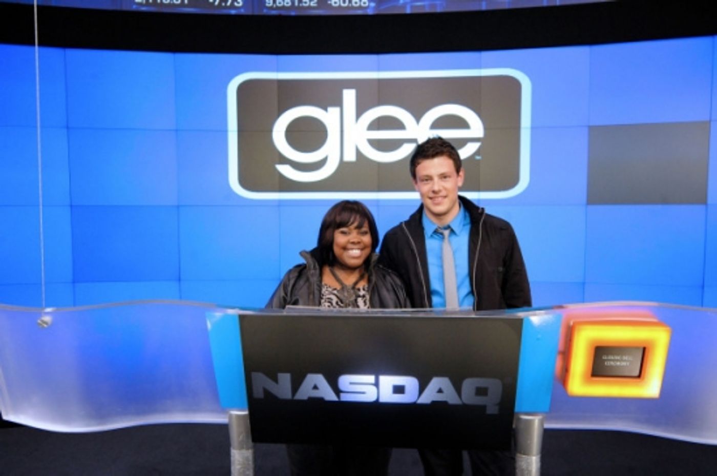 Photo Flash: GLEE Stars Amber Riley and Cory Monteith Ring the NASDAQ Closing Bell  Image