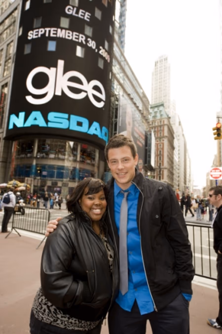 Photo Flash: GLEE Stars Amber Riley and Cory Monteith Ring the NASDAQ Closing Bell Image