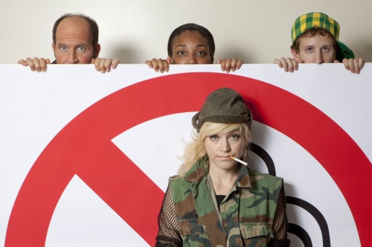 Marcus Neville, Natalie Venetia Belcon, Alex Wyse and Felicia Finley at NYMF's THE LAST SMOKER IN AMERICA