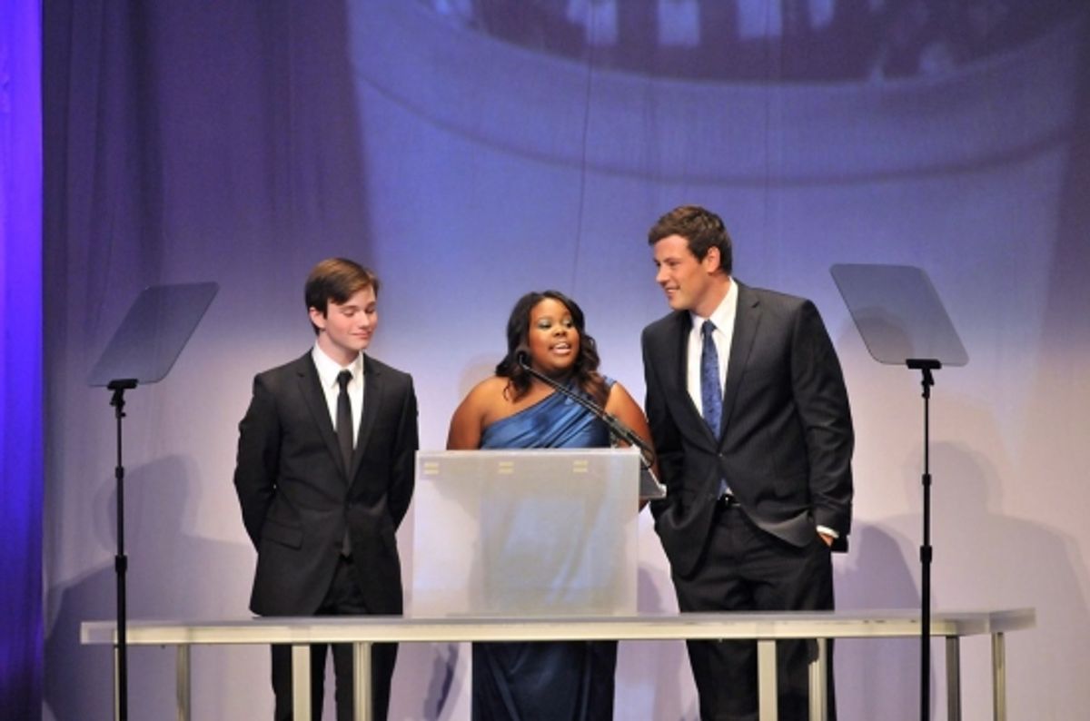 Chris Colfer, Amber Riley and Cory Monteith at 