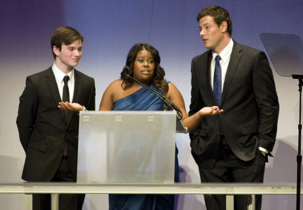 Chris Colfer, Amber Riley and Cory Monteith at 